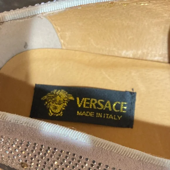 Versace Light Blue Rhinestone Loafers - Picture 2 of 8
